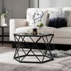 Costway Coffee Table Geometric Glass Modern W/tempered Glass Top ...