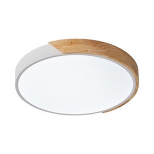 Dewdrop Modern LED Flush Mount Ceiling Light 1-Light with Wood Accent, Round Fixture - 1 of 4