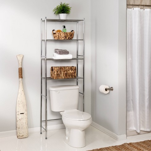 Two-Tier Metal Shelves Over The Toilet Storage Shelf Bathroom