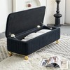 Lyngins Velvet Storage Ottomanes,Tufted Upholstered Storage Bench with Gold Embroidery ottoman,Storage Bench Benches for Living Room,Bedroom - 2 of 4