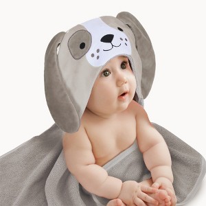 Lambs & Ivy Baby/Infant Luxury Cotton Terry Dog/Puppy Hooded Bath Towel - 1 of 4