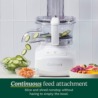 Cuisinart 9 Cups 350W Core Food Processor White FP-9CF: Continuous Feed, Reversible Disc, Dishwasher-Safe Parts