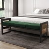 Bekrvio 57'' Long Upholstered Boucle Bench with Metal Frame & PE Rattan Sides, End of Bed Seating Bench, Modern Entryway Bench for Living Room - 3 of 4