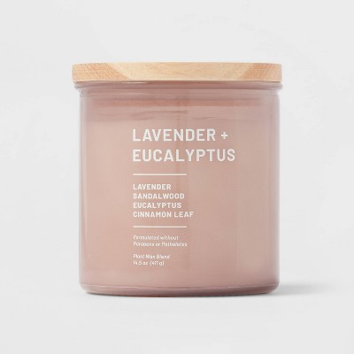 2-Wick Light Pink Glass Lavender + Eucalyptus Lidded Jar Candle 14.5oz - Threshold™