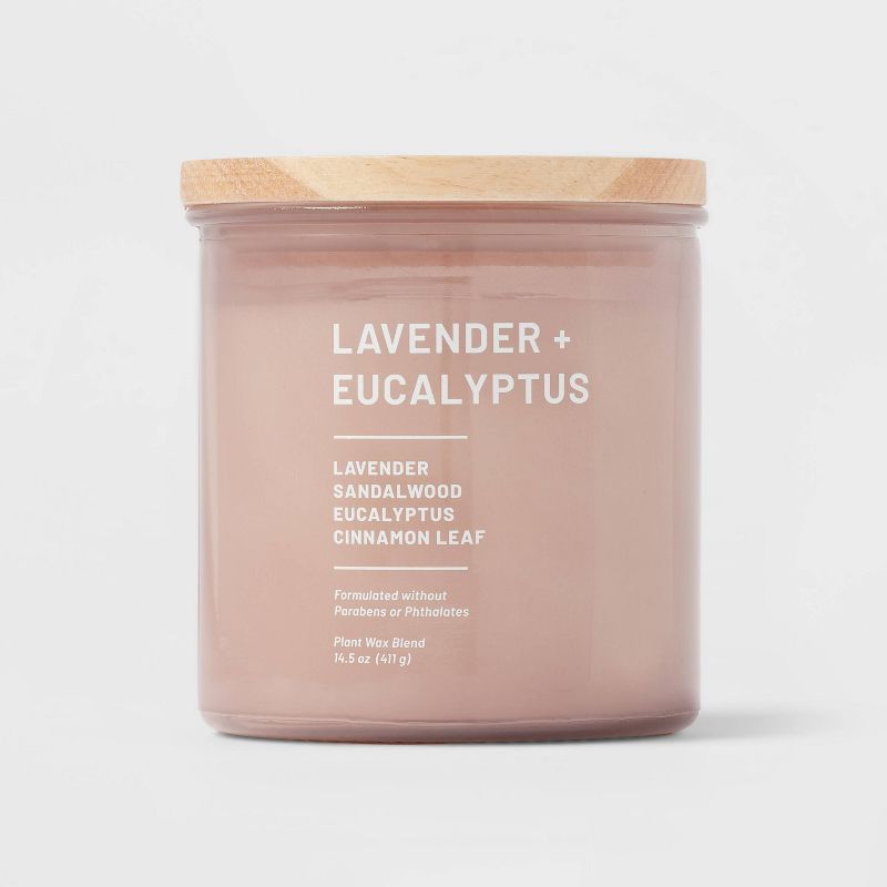 Tinted Glass Lavender + Eucalyptus Jar Candle Light Pink - Threshold™, 1 of 9