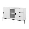 ORRD Modern Sideboard with Glass Sliding Doors & 3 Drawers, Entryway Console Table, Kitchen Buffet Cabinet for Hallways, Kitchen, Study, White - 3 of 4