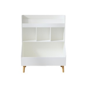 Gulches 36 Inches Tall White MDF and Pine 3 Shelf Toy Storage Organizer Bookcase with Safety Buckle - 1 of 4