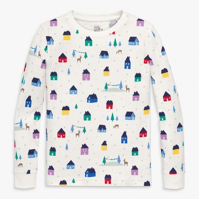 Primary Kids Organic Long Sleeve Pj Top In Holiday Prints