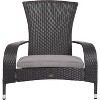 Balkene Home 62430 Coconino Wicker Chair All Weather Lightweight Durable Adirondack Style Chair Grey Outdoor Cushion Included - Black - 2 of 4