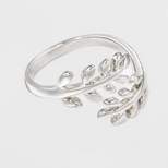 Silver Plated Leaf Bypass Ring - A New Day™ Silver - Size 6