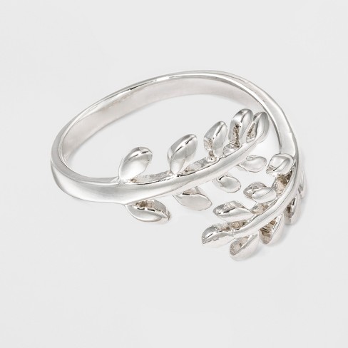 Silver Plated Leaf Bypass Ring - A New Day™ Silver - image 1 of 2