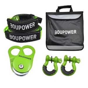 Off Road Recovery Kit, 10 Ton Snatch Block Pulley with 3"x8' Tree Saver Strap and 2Pcs D Ring Shackles, Winching Accessories for Truck Car SUV ATV - 1 of 4