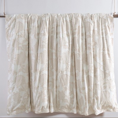 Twin Cream and Taupe Cotton Floral Bedspread Cover Set