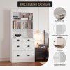 71" Tall Bookcase with 3 Drawers & 3 Open Shelves, Wooden Storage Cabinet Organizer for Living Room, Study, Kitchen, Pantry Sideboard - 3 of 4