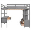 YOOCOZZ Full Size Space-Saving Loft Bed with Built-in Desk, Drawers and Shelves - Gray - 2 of 4