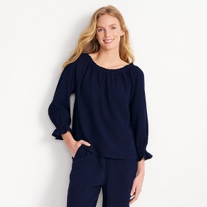 Lands' End Women's 3/4 Sleeve Gauze On or Off the Shoulder Blouse - 1 of 4