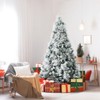 Tangkula 6/7/8ft Snow Flocked Christmas Tree Full-bodied Hinged Xmas Tree w/ Glittery Pine Cones Holiday Festival Supplies - 2 of 4