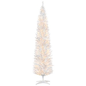 Aghana Digitals 8ft White Slim Pencil Christmas Tree with 300 Warm White LED Lights, 618 Realistic - 1 of 4