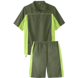 KingSize Men's Big & Tall Quarter Zip Short Sleeve Colorblock Tracksuit - 1 of 4