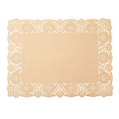 Brown Lace Paper Doilies Rectangular Disposable Placemats 16"