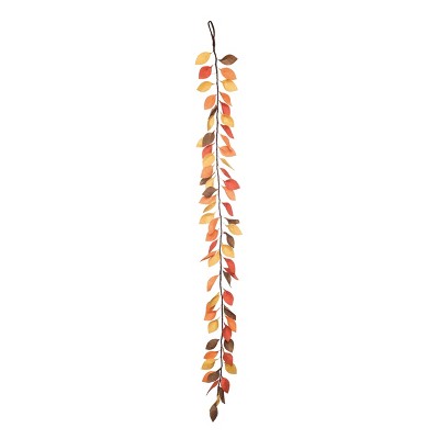 Transpac Fabric 47.24 in. Multicolor Harvest Leaves Garland : Target