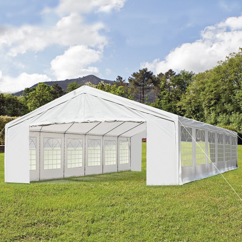 Outsunny 20' x 40' Large Outdoor Carport Canopy Party Tent with Removable Protective Sidewalls & Versatile Uses, White, 4 of 10