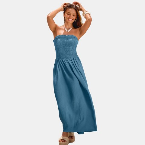 Женские платья Cupshe Women's Blue Sleeveless Smocked Waistband Maxi Dress-M-Blue