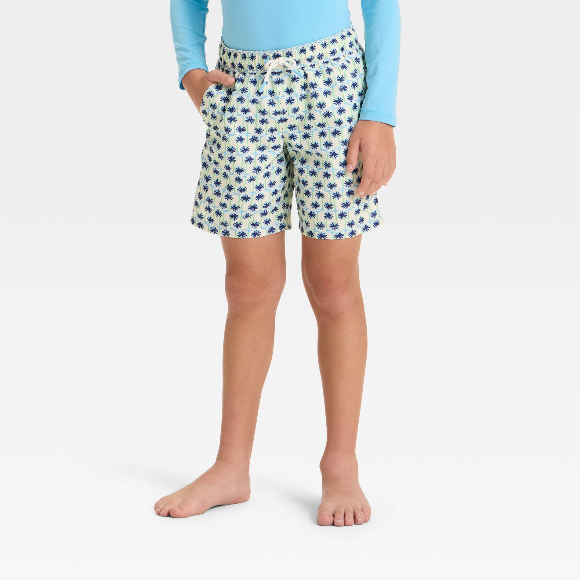 Boys' Palm Tree Geo Printed Swim Trunks - Cat & Jack™ XS