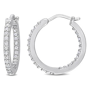 EVERLY JEWELRY | Sterling Silver 1/2 CT Diamond TW Hoop Earrings - 1 of 4