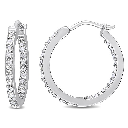 EVERLY JEWELRY | Sterling Silver 1/2 CT Diamond TW Hoop Earrings - image 1 of 4