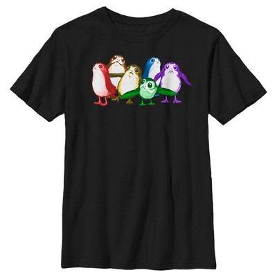 Boy's Star Wars The Last Jedi Pride Cute Rainbow Porgs T-Shirt