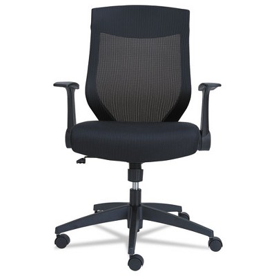 Black Adjustable Mid-Back Mesh Office Chair with Flip-Arm