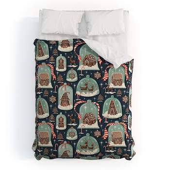 Heather Dutton Gingerbread Village Blue Comforter + Pillow Sham(s) - Deny Designs