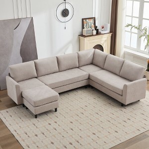 Hyleory Modular Comfort Corner Shaped Sectional Sofa,Large 7 Seater Corner Sofa for Living Room, Office, Spacious Space - 1 of 4
