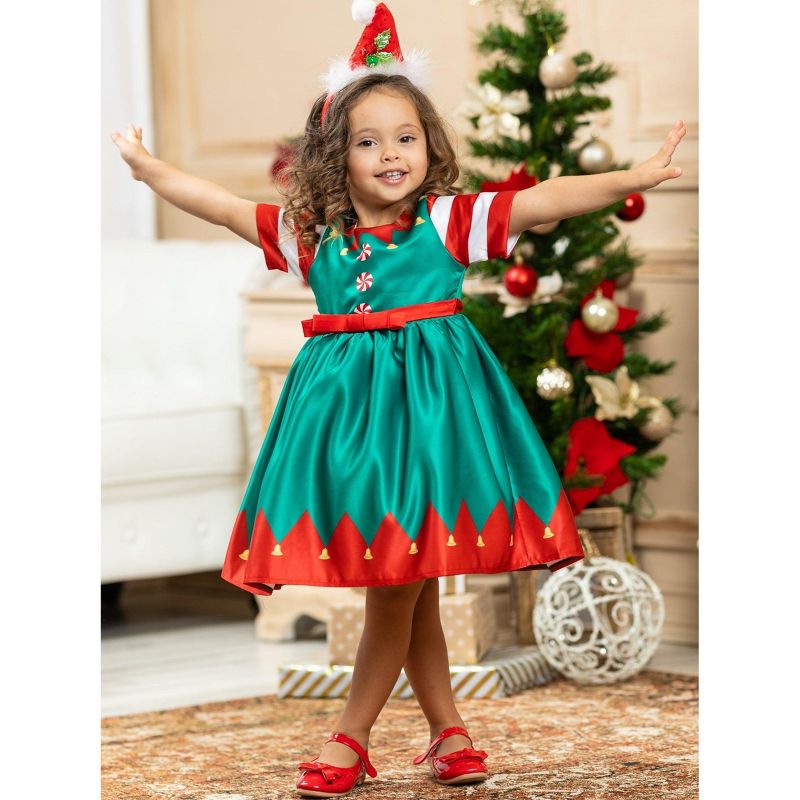 Girls Cutest Elf On A Shelf Holiday Party Dress - Mia Belle Girls, 3 of 6