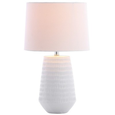Stark White Textured Ceramic Table Lamp with Empire Shade