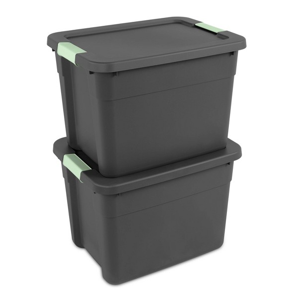 Tote de almacenamiento con cierre de 12 gal - Brightroom™: Contenedor utilitario gris apilable con tapa, organizador portátil universal 6