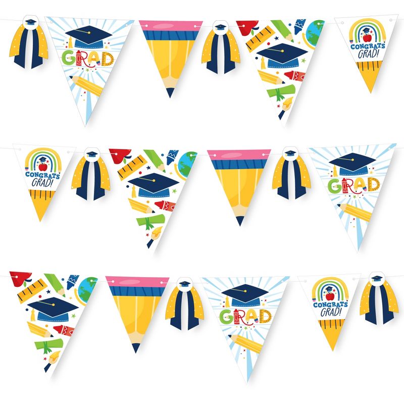 Big Dot of Happiness 30 Piece Elementary Graduation Party Pennant Triangle Banner, 1 of 10