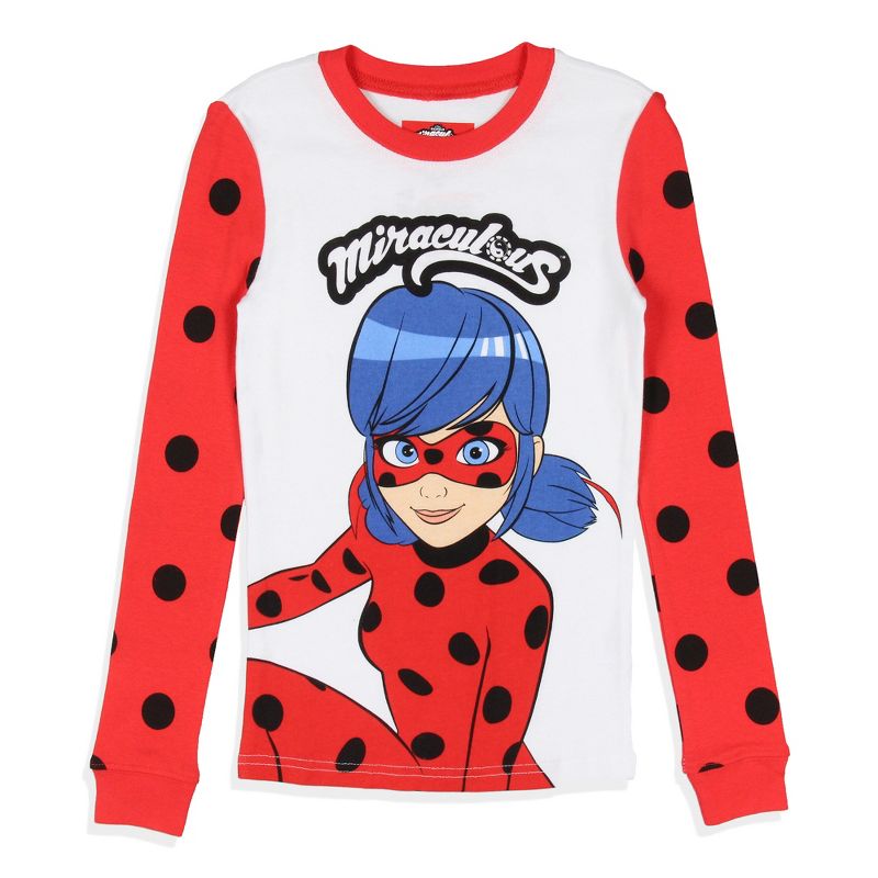 Miraculous: Tales of Ladybug & Cat Noir Girls' Tight Fit Sleep Pajama Set Red, 2 of 6