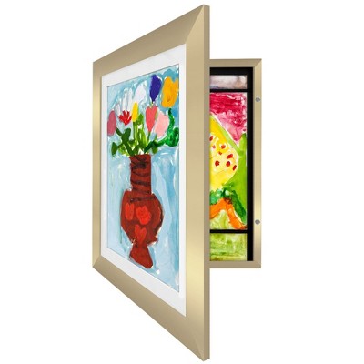 Americanflat Kids Art Frame 10x12.5 inches with 8.5x11 inches Mat - Composite Wood And Glass - Holds 100 Artworks