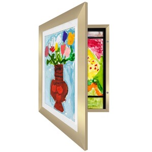 Americanflat Kids Art Frame 10x12.5 inches with 8.5x11 inches Mat - Composite Wood And Glass - Holds 100 Artworks - 1 of 4