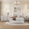 NicBex Queen Upholstered Bed Frame with Sparkling Shiny Headboard,Platform Bed with LED Light,No Box Spring Needed,White/Black - 2 of 4