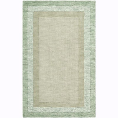Green and Beige Hand-Tufted Wool Area Rug 4' x 6'