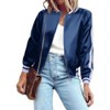 Zeagoo Women's Classic Solid Striped Biker Jacket Zip Up Fashion Bomber Jacket Coat - 3 of 4