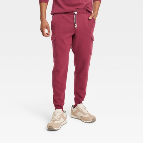 Men's Cotton Fleece Cargo Jogger Pants - All In Motion™ Red Xl