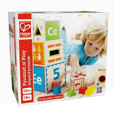 XHape: Pyramid of Play - 5 Wooden Nesting Blocks & Boxes,18mo+