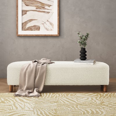 Sapphtopaz Modern Bench Upholstered Vanity Stool with Wood Legs Entryway Bench Cozy Foot Stool End of Bed for Living Room, Bedroom, Entryway