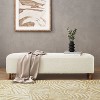 Okak Comfortable Upholstered Ottoman Bench with Wooden Legs, Rectangular Extra Long Footrest Stool for Bedroom,Entryway,Hallway, White - 2 of 4