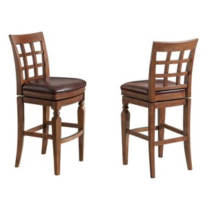 Set of 2 Napa Bar Height Stools with Back Mahogany - Alaterre Furniture: Upholstered, Rubberwood Frame, 30" Seat Height - 1 of 4