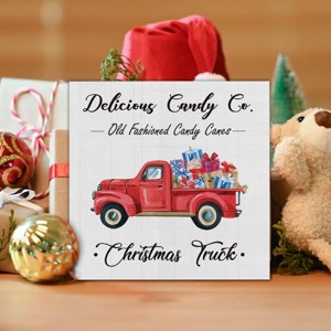 Rustic Christmas Decor: Red Wooden Truck Sign, Farmhouse Style - 5 x 5 Inch - 1 of 4